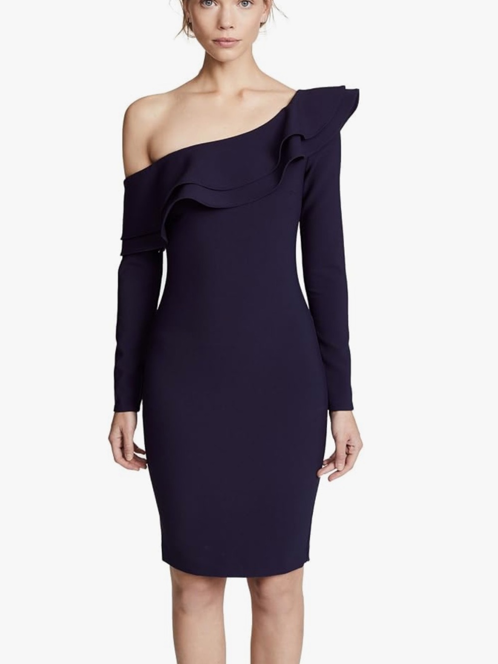 Likely Georgina Flounce One Shoulder Dress Navy NWT